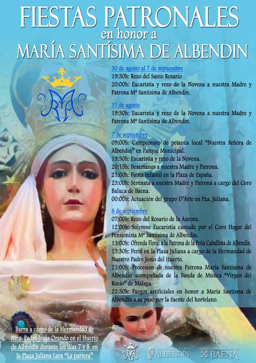 Fiestas patronales en honor de María Santísima de Albendín 2024 Albendín